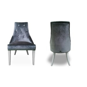 Charlotte - Grey Velour & White High Gloss Dining Chair (Set of 2)
