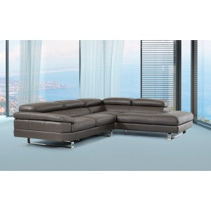 David Ferrari Violetta Italian Modern Grey Leather Sectional Sofa