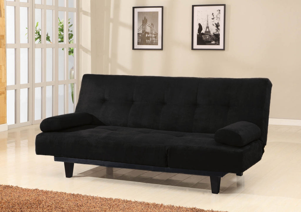 Black Adjustable Sofa with 2 Throw Pillows