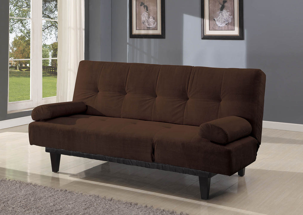 Brown Adjustable Sofa with 2 Throw Pillows
