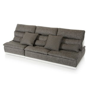 David Ferrari Panorama Italian Modern Grey Fabric & White Leather Configurable Sectional Sofa