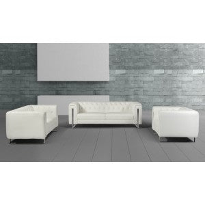 Divani Casa Salvia Modern White Leatherette Sofa Set