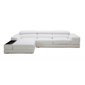 Divani Casa Chrysanthemum Mini Modern White Leather Sectional Sofa