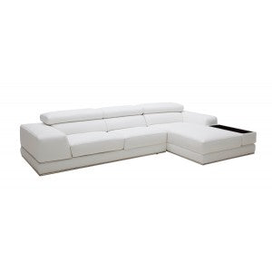 Divani Casa Chrysanthemum Mini Modern White Eco-Leather Sectional Sofa