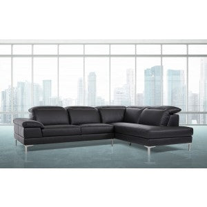 Divani Casa Carnation - Modern Black Eco-Leather Sectional Sofa