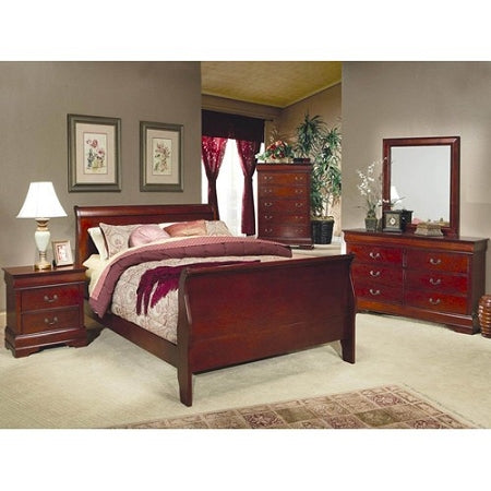 Louis Philippe Cherry Finish Full Sleigh Panel Bed