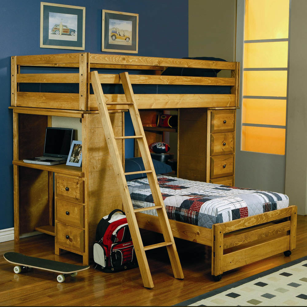 Twin/Twin Loft Bed with Built-In Desk