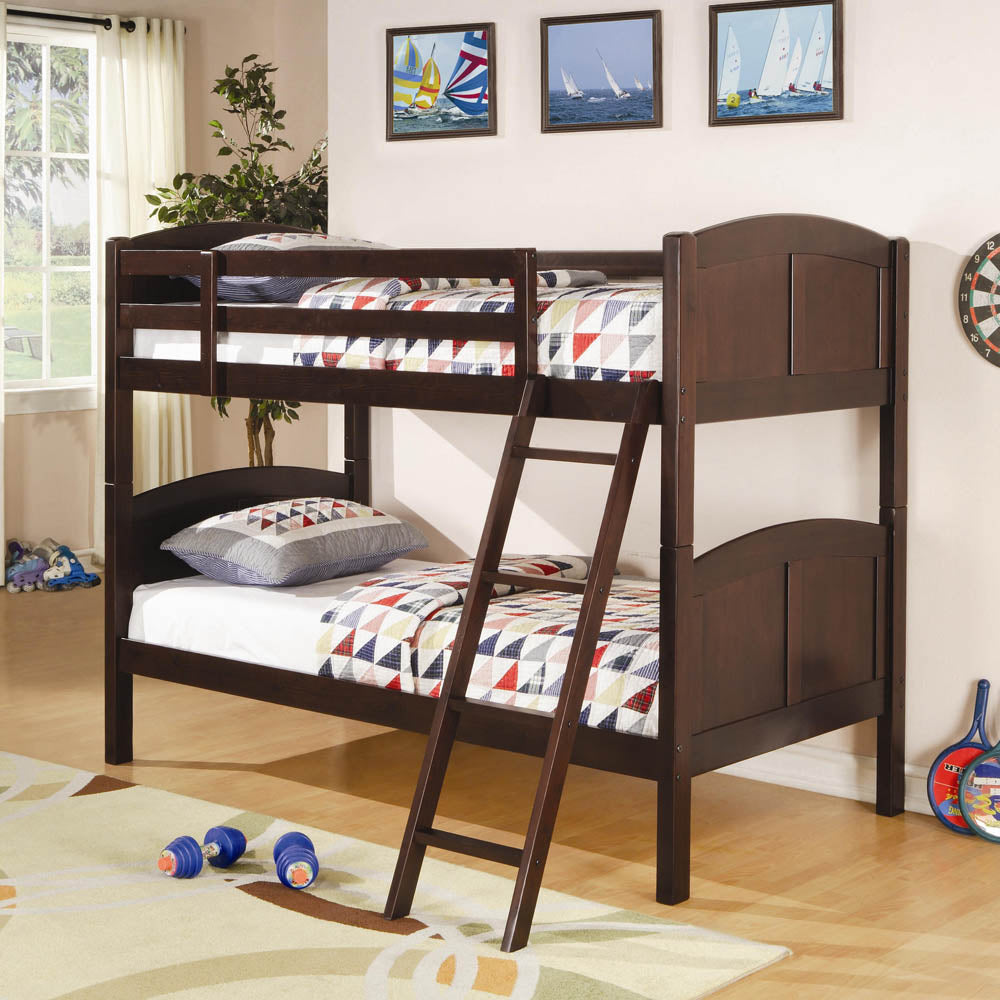 Rich cappuccino Finish Youth Twin Bunk Bed