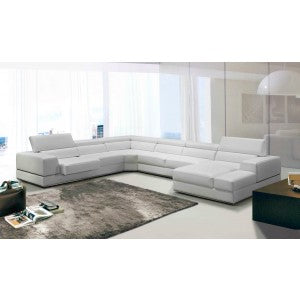 Divani Casa Pella Modern White Bonded Leather Sectional Sofa