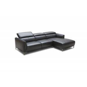 Divani Casa Belfast Modern Black Leather Sectional Sofa