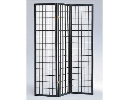 3 Part Black Finish Panel Shoji Screen Room Divider