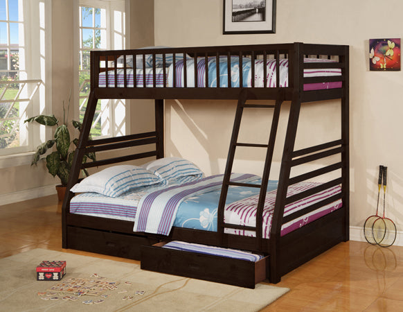 Espresso Finish Twin/Full Convertible wooden bunk bed