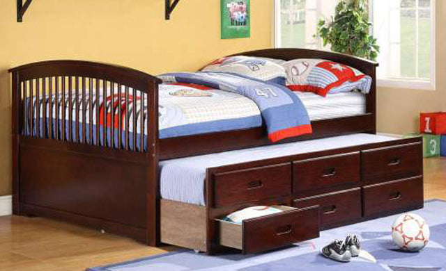 Full Size Captain Bed With Twin Trundle and 3 Drawers