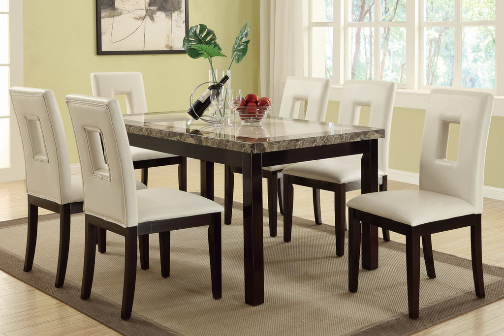 7 Piece Faux Marble Top Dinette Set