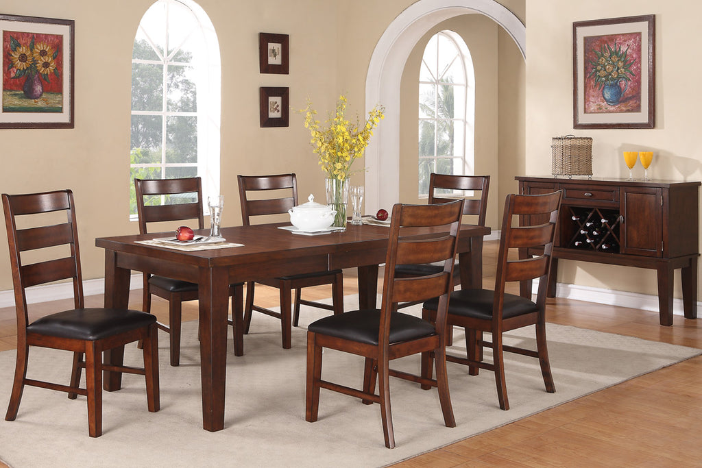 7 Piece Antique Walnut Finished Wooden Table Set