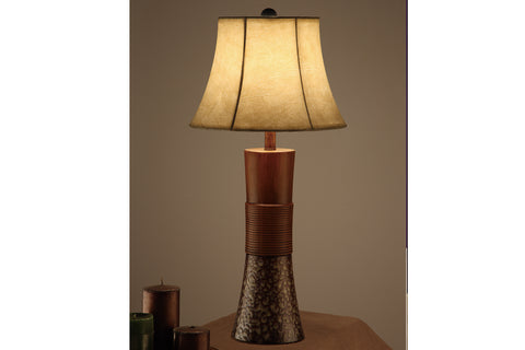 Tan Bell Shaped Shade Table Lamp