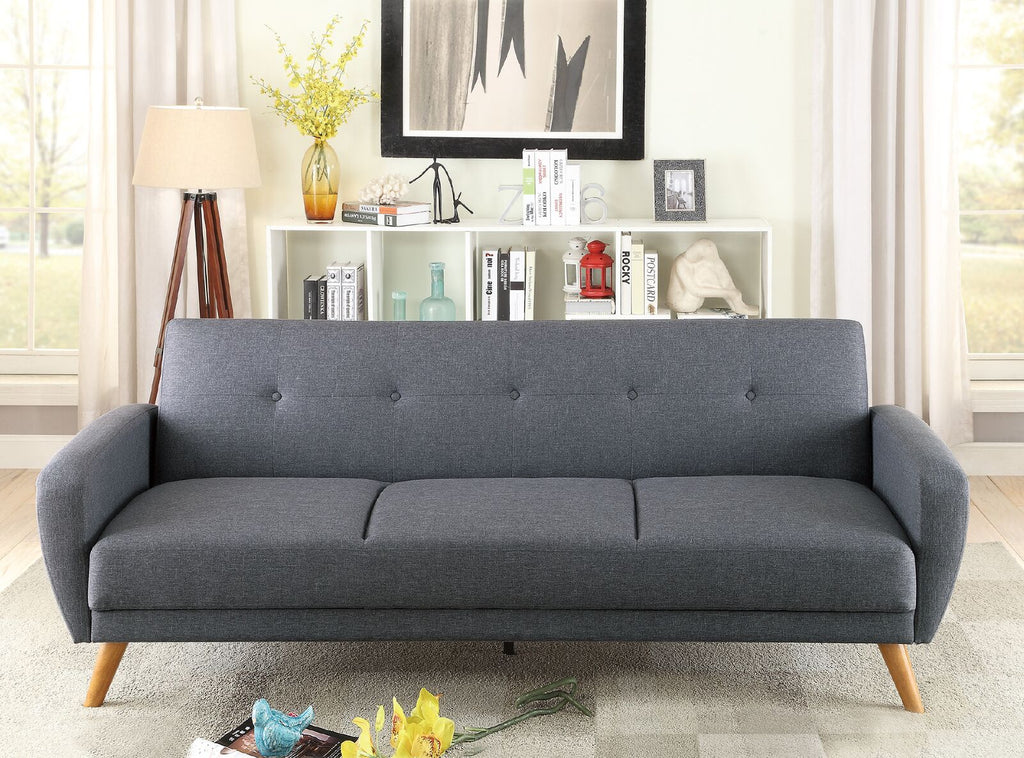 Blue Grey Polyfiber Adjustable Sofa
