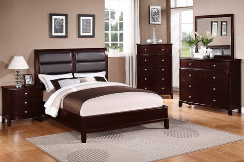 Black Leather Modern Style Bed Frame