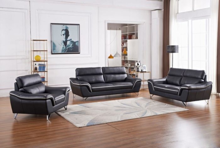 2 Pcs Modern Leather Sofa Set