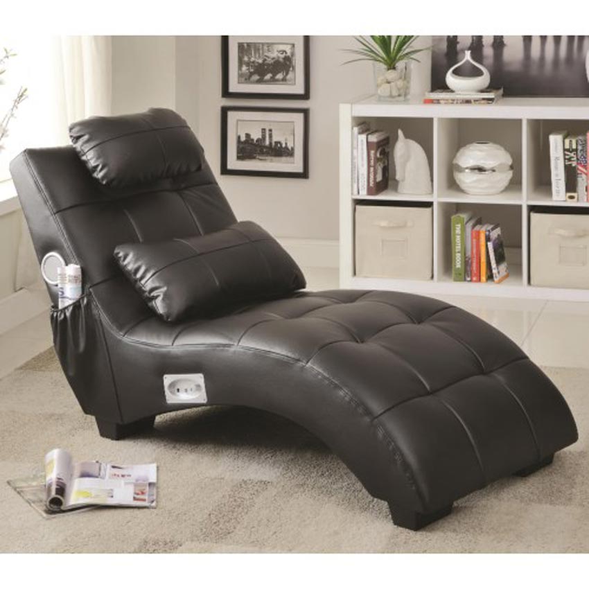 Upholstered Chaise with Lumbar Pillow and Bluetooth