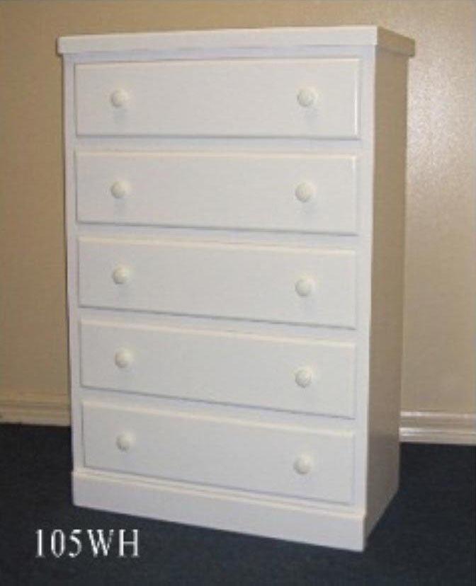 5 Drawer Chest - White, Blue, or Pink