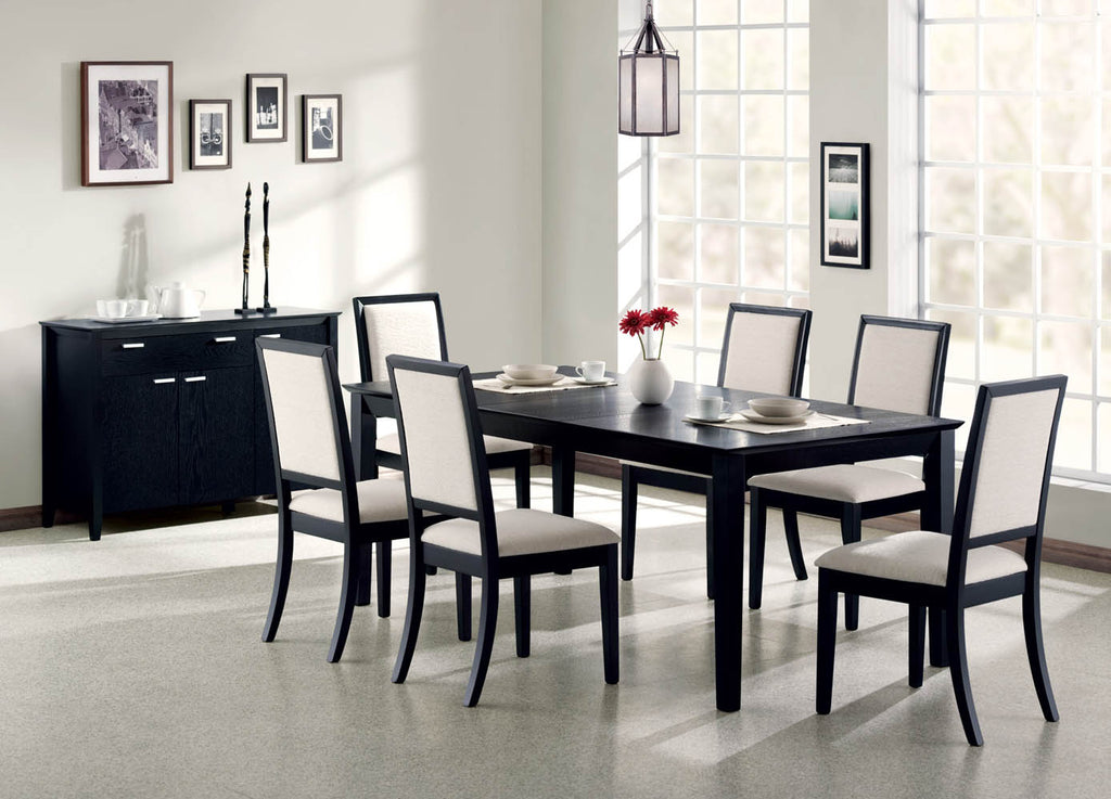 7 Piece Black Finish Contemporary Dining Set