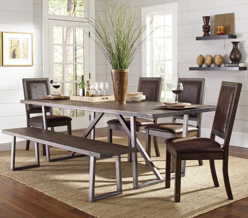 6 Pcs Genoa Rustic Table with Chairs and Bench