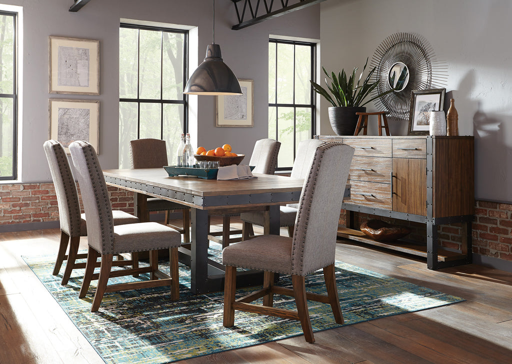 7 Pcs Atwater Industrial Distressed Table and Chair Set