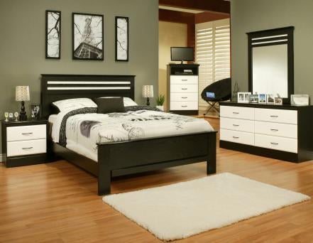 5 Piece Black and White Queen Bedroom Set