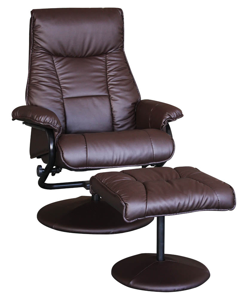 2 piece Espresso Faux Leather Chair and Ottoman