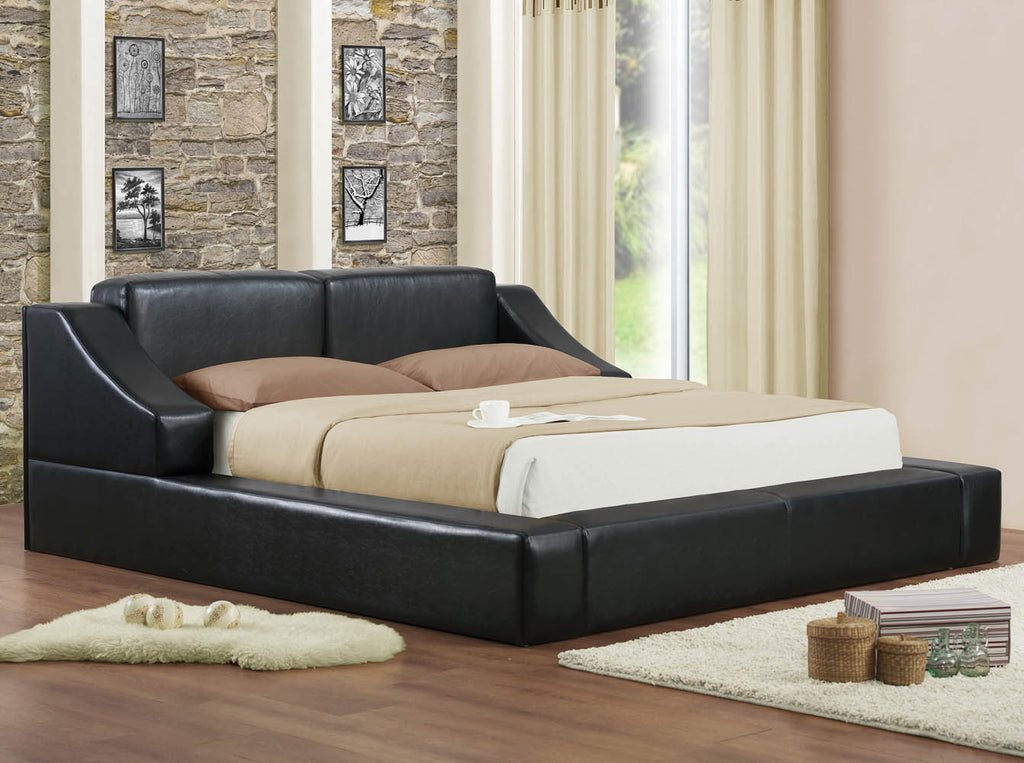 Queen Black Upholstered Platform Bed Frame