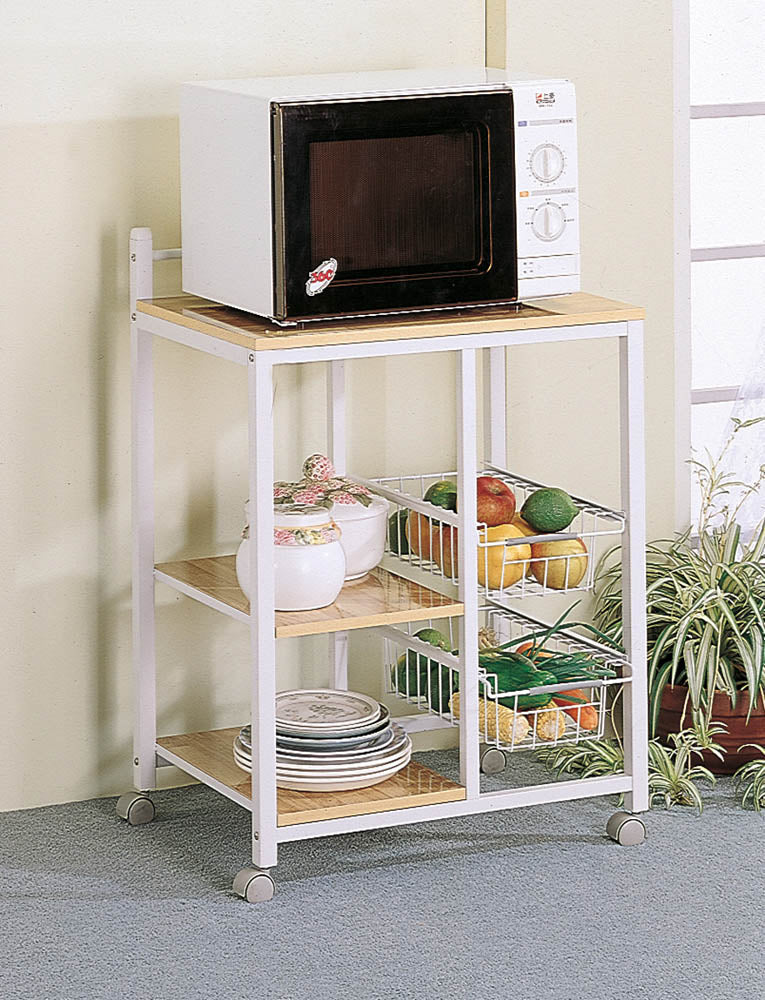 Metal Kitchen Cart with White and Natural