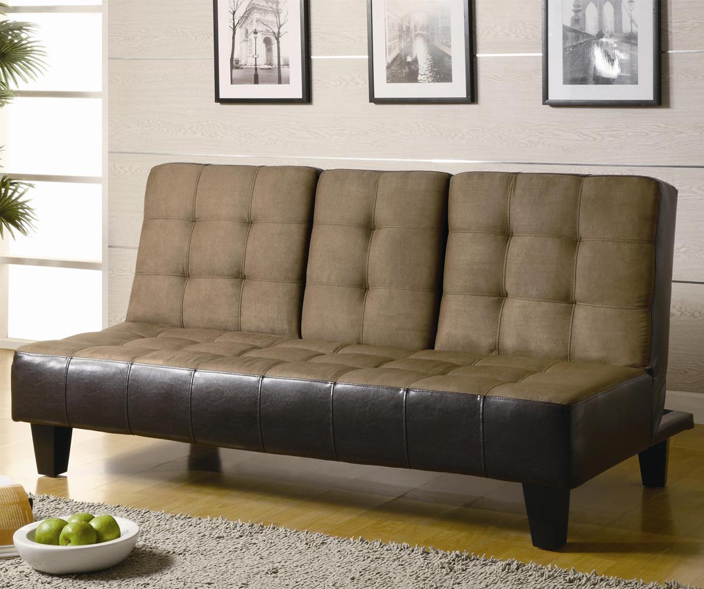 Contemporary Tan/Dark Brown Sofa Bed