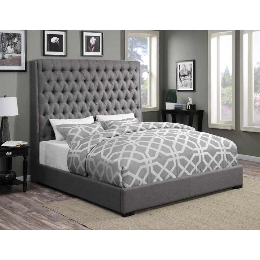 Upholstered Bed with Diamond Tufting
