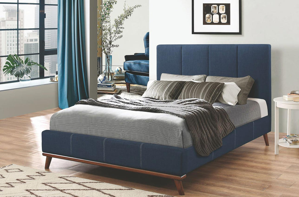 Charity Dark Blue  Upholstered Platform Bed