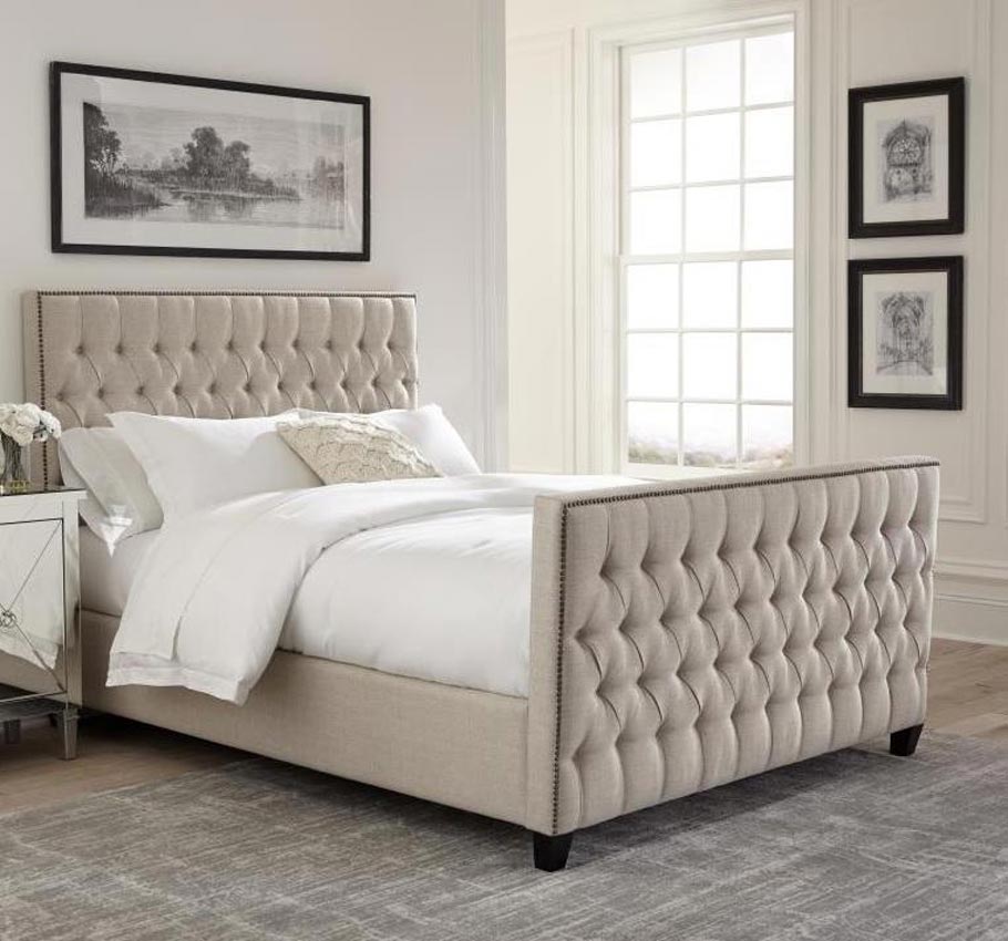 Saratoga Oatmeal Woven Upholstered Panel Bed By Scott Living