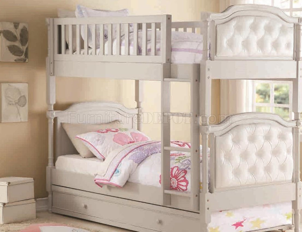 Twin Bunk Bed in Gray & White with Trundle
