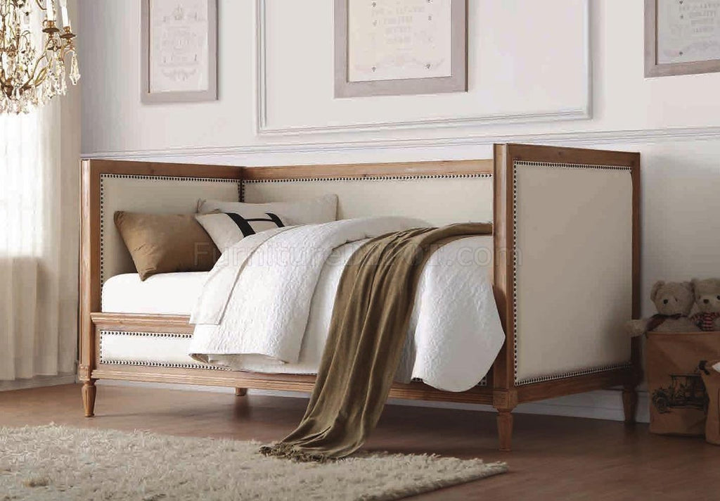 Twin Oak Daybed with Cream Linen