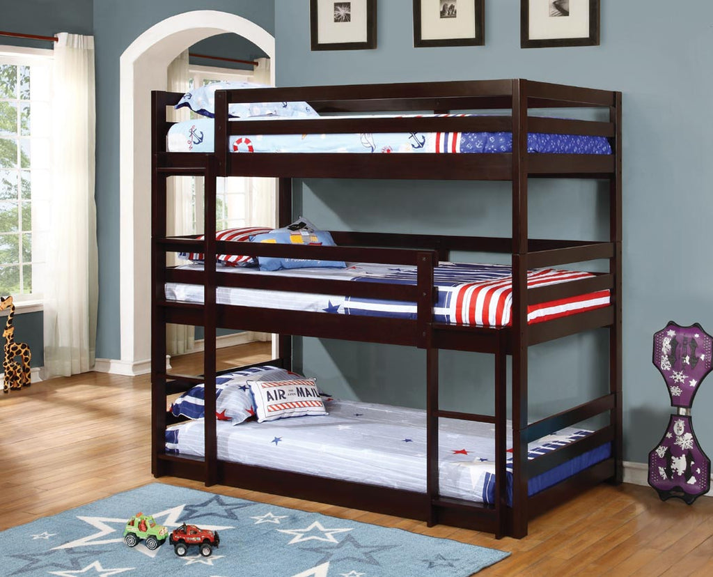 Triple Layer Twin Wooden Bunk Bed-color option