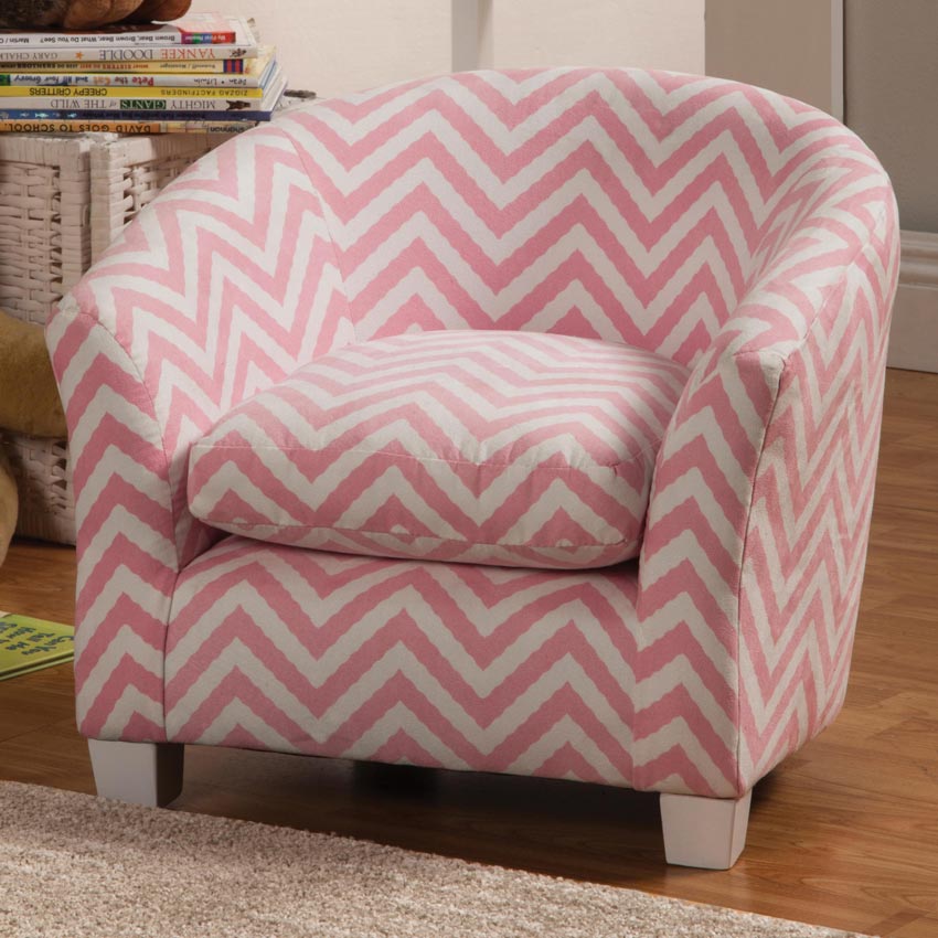 Pink and White Zig Zag Accent Chair