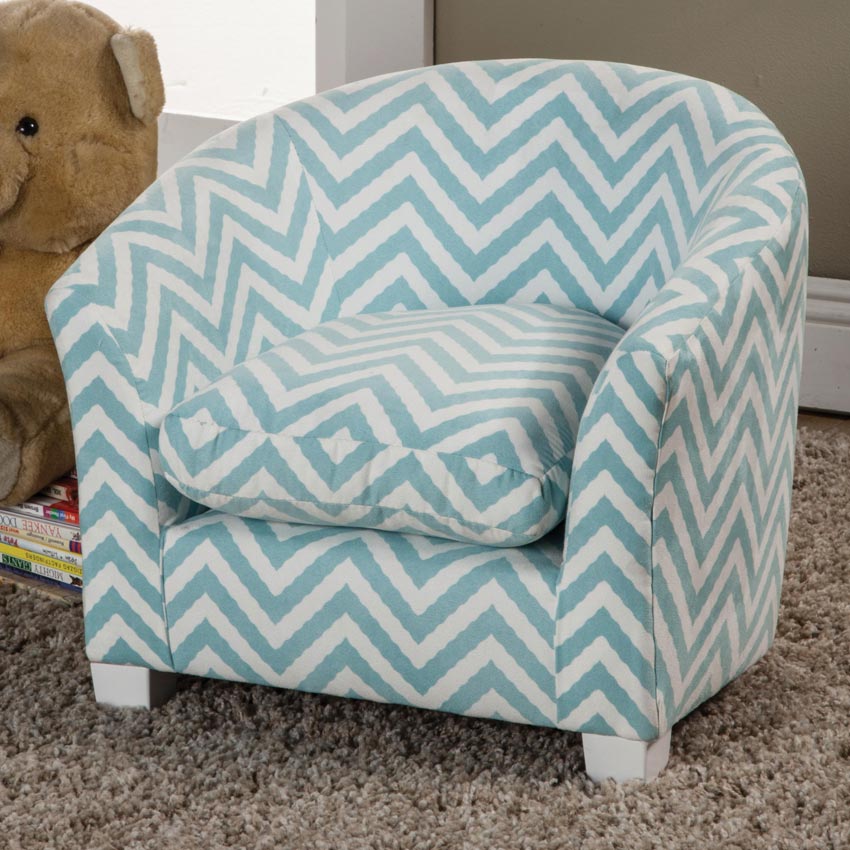 Blue and White Zig Zag Accent Chair
