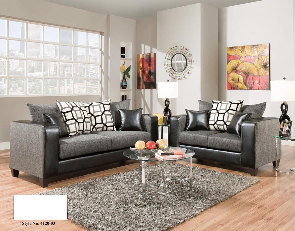 2 Pcs Black Modern Sofa Set