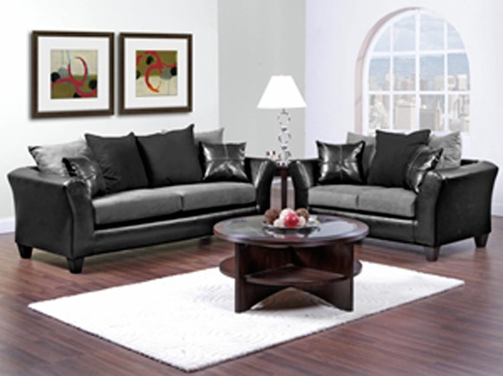 2 Pcs Grey and Black Modern Sofa Set