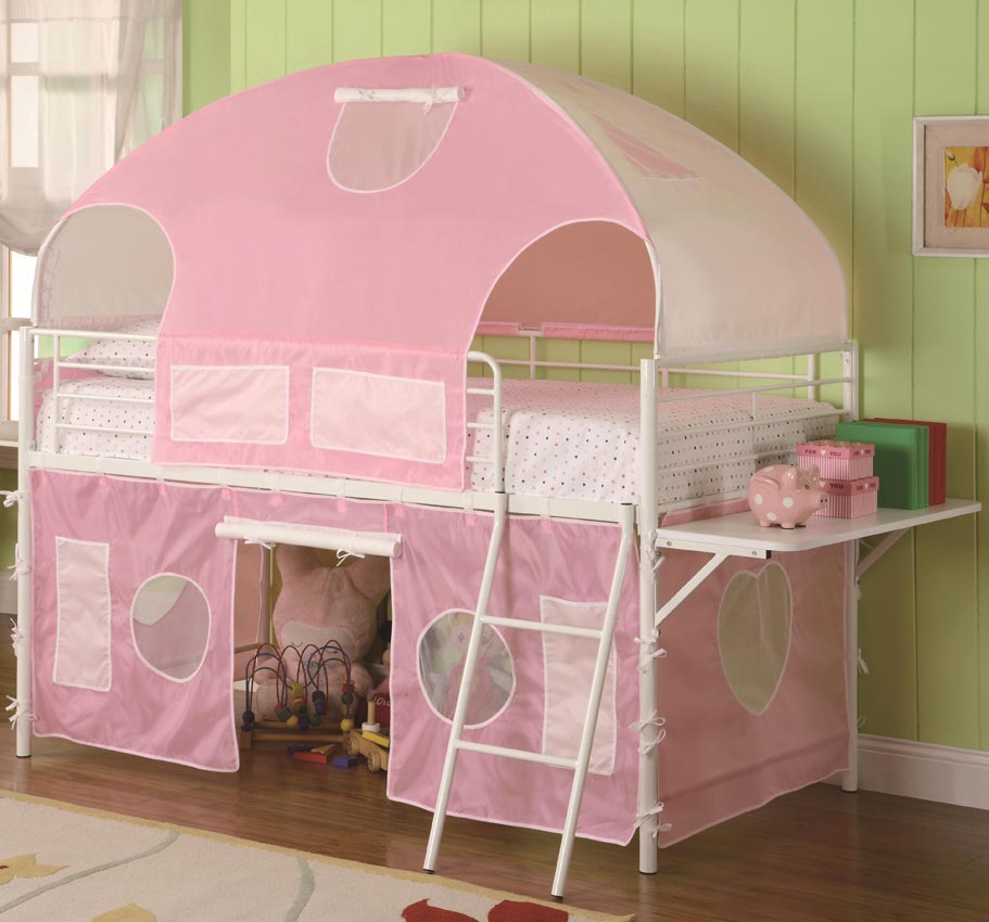White & Pink Tent Bunk Bed