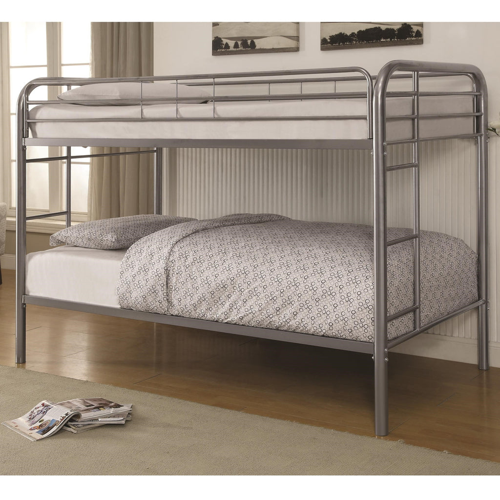 Twin Over Twin Bunk Bed with Built-In Ladder