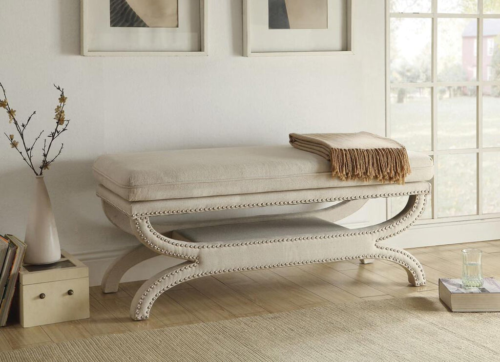 White Linen Elegant Bench