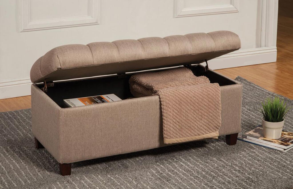 Brown Tufted Seat Bench