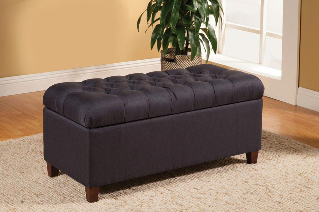 Blue Tufted Seat Bench