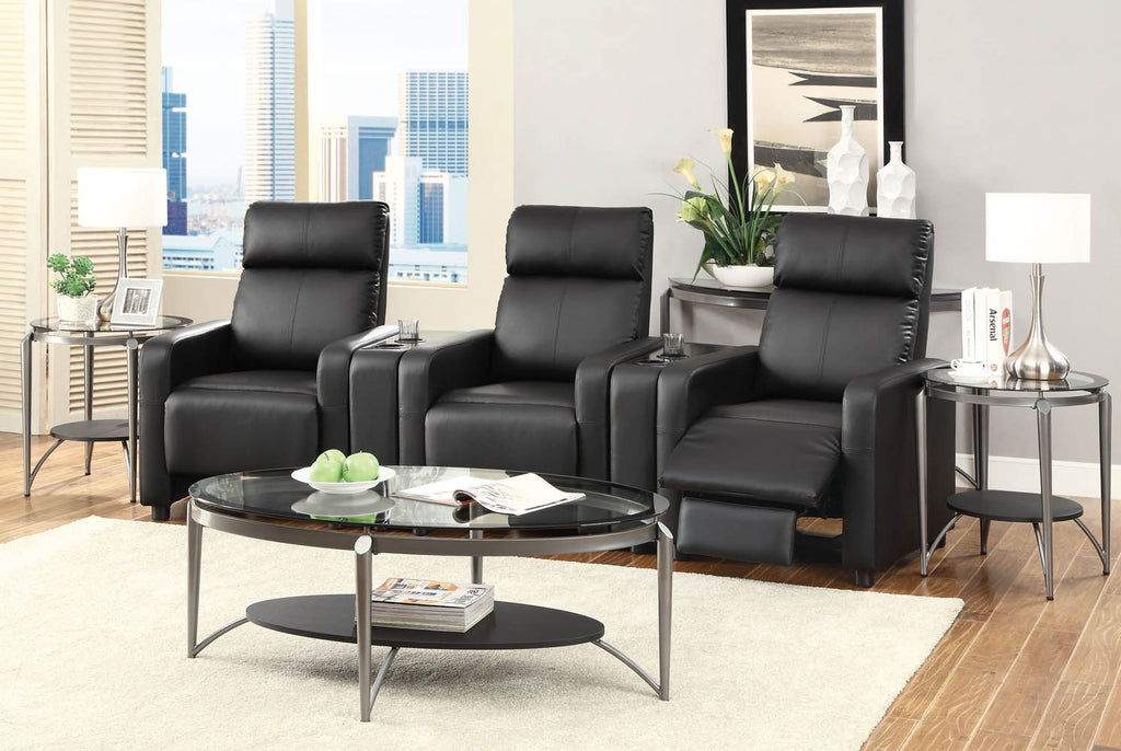 Black Leather Theater Recliner Chair