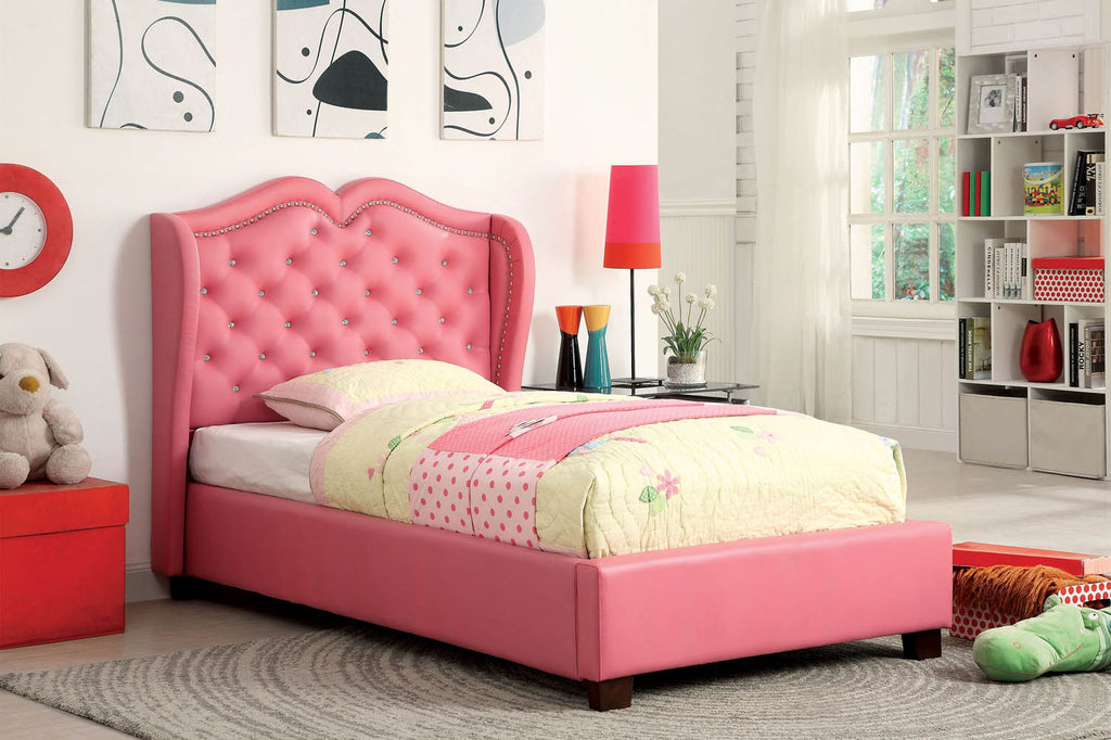 Monroe Pink Upholstered Bed Frame